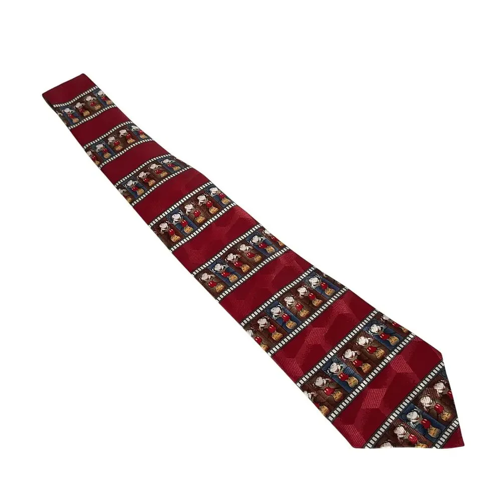 Vintage Disney Mickey Mouse Necktie 90s Tie Red Film Strip Character